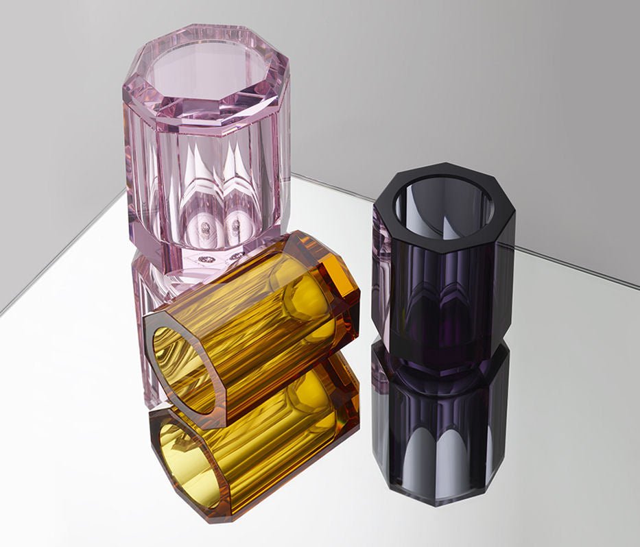 Pink Crystal Glass Toothbrush Tumbler Holder by Decor Walther - |VESIMI Design|