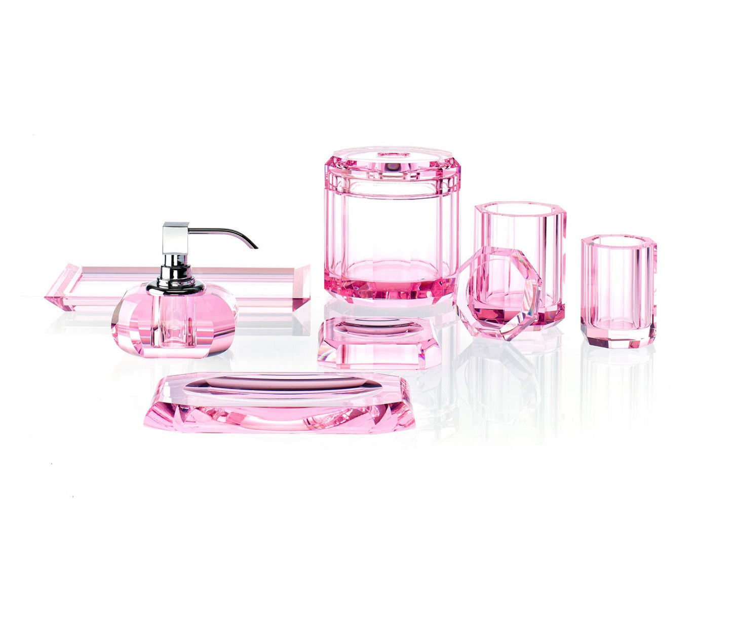 Pink Crystal Glass Toothbrush Tumbler Holder by Decor Walther - |VESIMI Design|