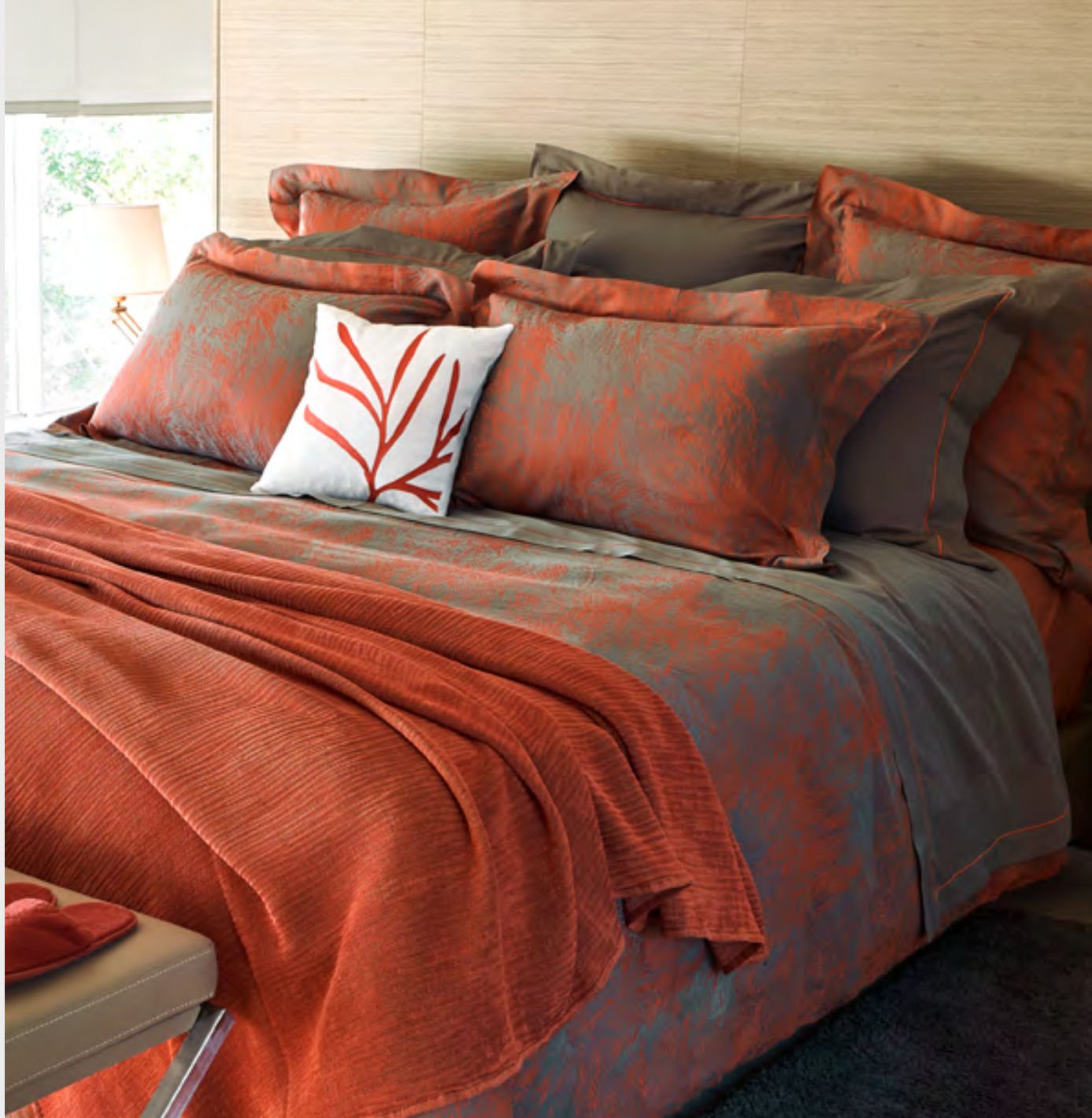 PLUME Luxury Egyptian Cotton Bed Linen in Orange or Blue color - |VESIMI Design| Luxury and Rustic bathrooms online