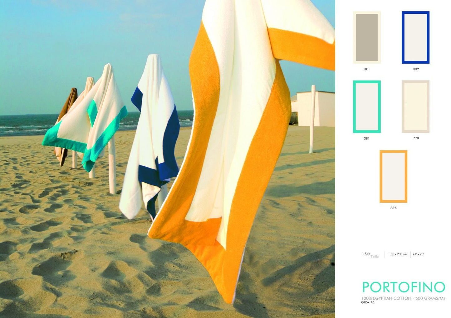 PORTOFINO Luxury Egyptian Cotton Beach Towel - |VESIMI Design| Luxury and Rustic bathrooms online