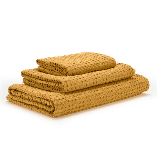 Pousada Waffle Design Egyptian Cotton Towels - 840 Gold - |VESIMI Design| Luxury and Rustic bathrooms online