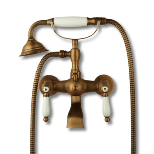 Provence Antique Brass Bathroom Bathtub Faucet Telephone Style - |VESIMI Design| Luxury and Rustic bathrooms online