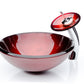 Red Leaf Round Glass Vessel Sink 19mm - |VESIMI Design| Luxury and Rustic bathrooms online