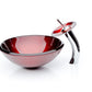 Red Leaf Round Glass Vessel Sink Combo Waterfall Faucet Set - |VESIMI Design| Luxury and Rustic bathrooms online