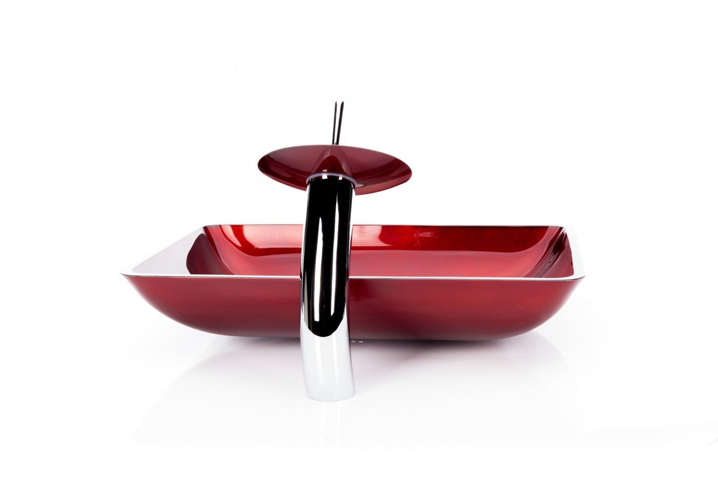 Red Rectangle Waterfall® Bathroom Sink Combo Set - |VESIMI Design| Luxury Bathrooms & Deco