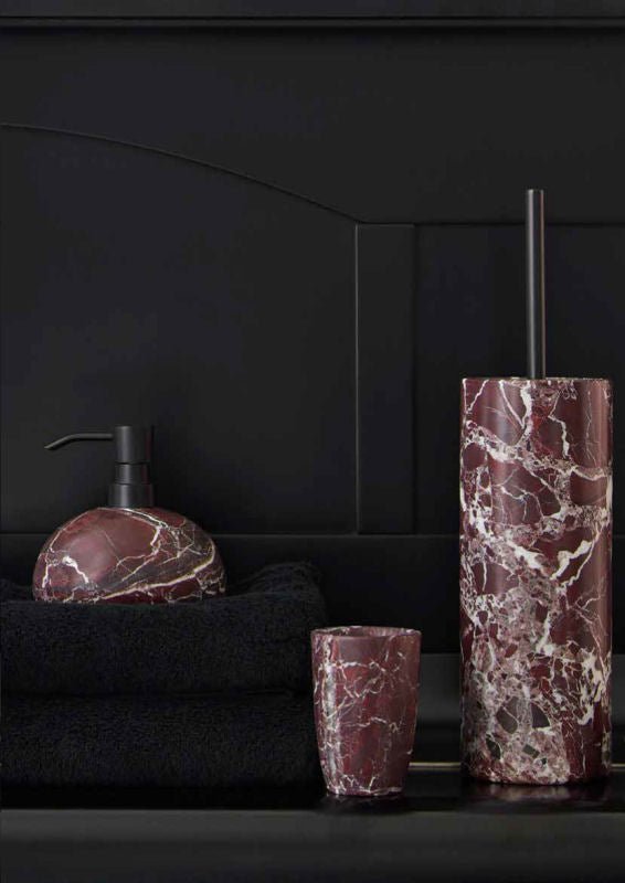 Red Stone Bathroom Accessories - Mundo Rosso Toilet Brush Holder - |VESIMI Design| Luxury and Rustic bathrooms online