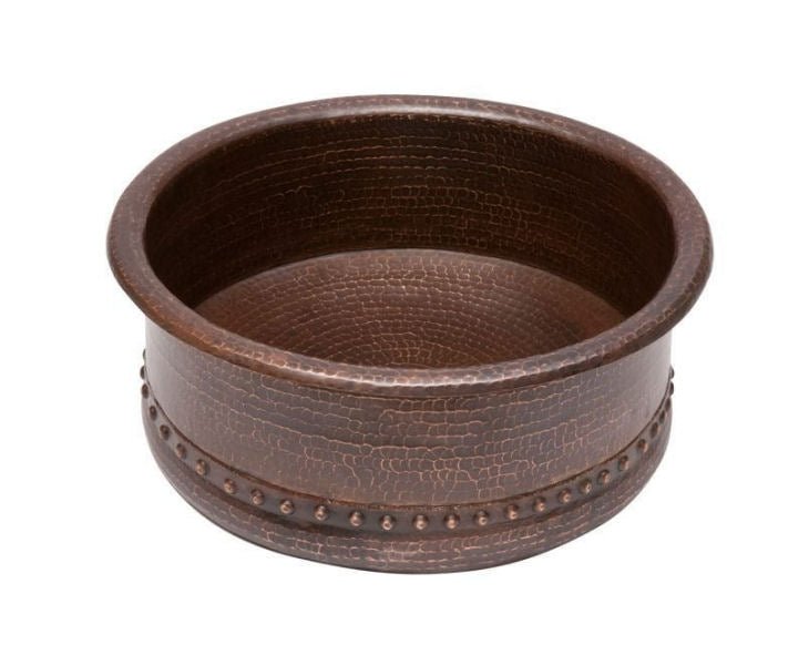 Round Rustic Hand Hammered Vessel Copper Sink - |VESIMI Design| Luxury and Rustic bathrooms online
