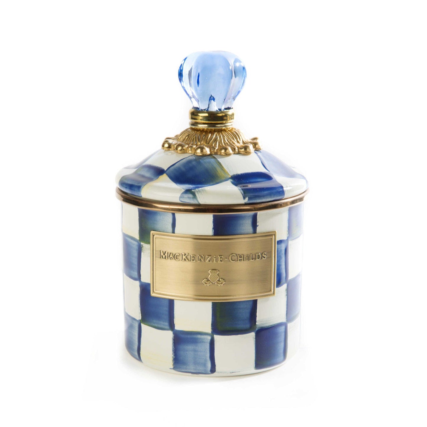 Royal Check Blue Demi Canister by Mackenzie-Childs - |VESIMI Design|