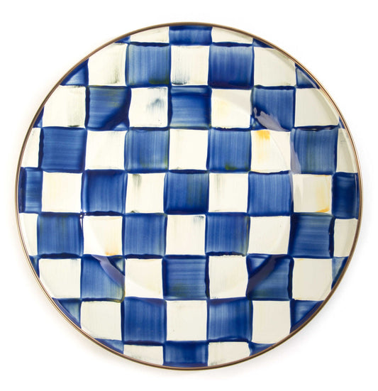 Royal Check Blue Enamel Dinner Plate - |VESIMI Design| Luxury and Rustic bathrooms online