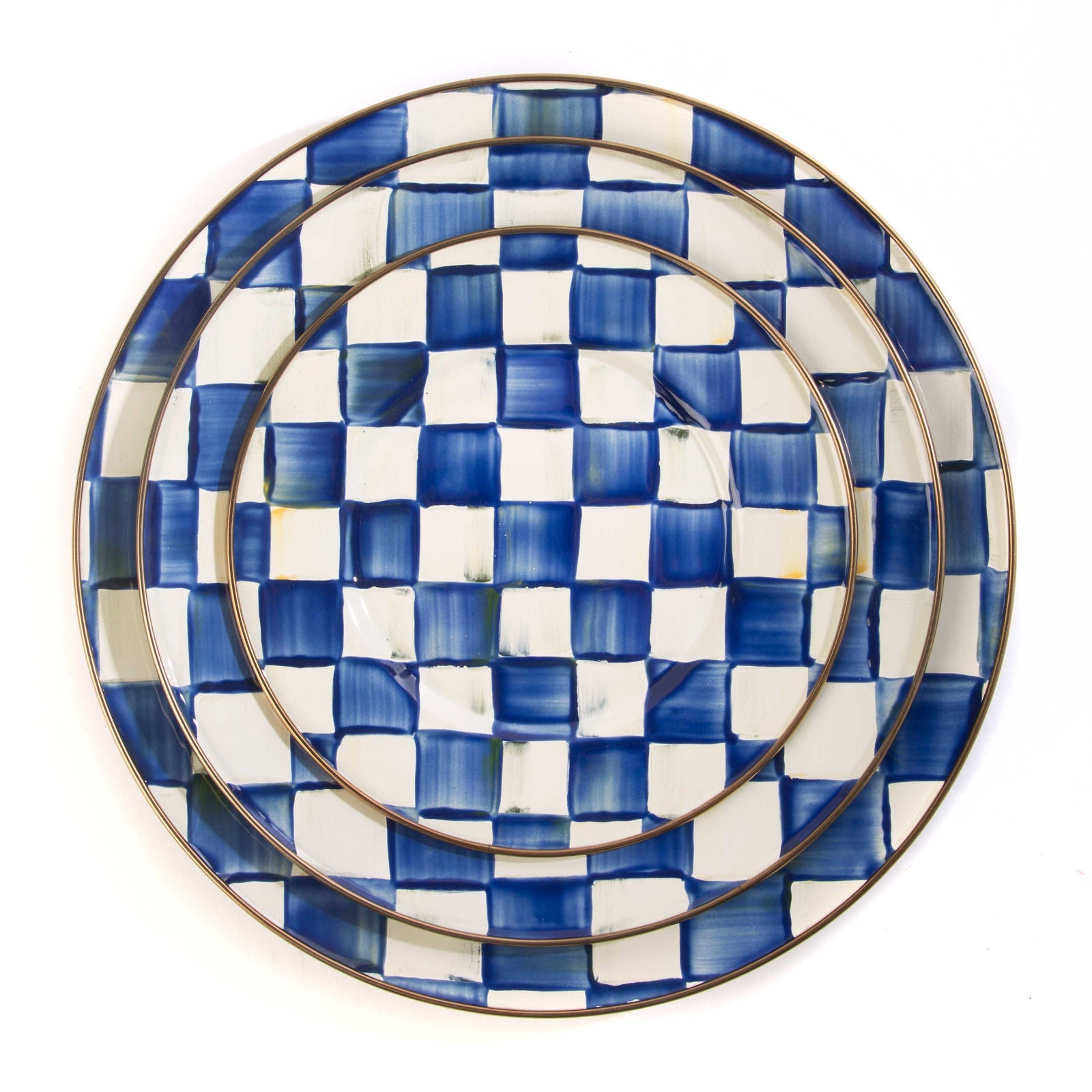 Royal Check Blue Enamel Dinner Plate –, VESIMI Design