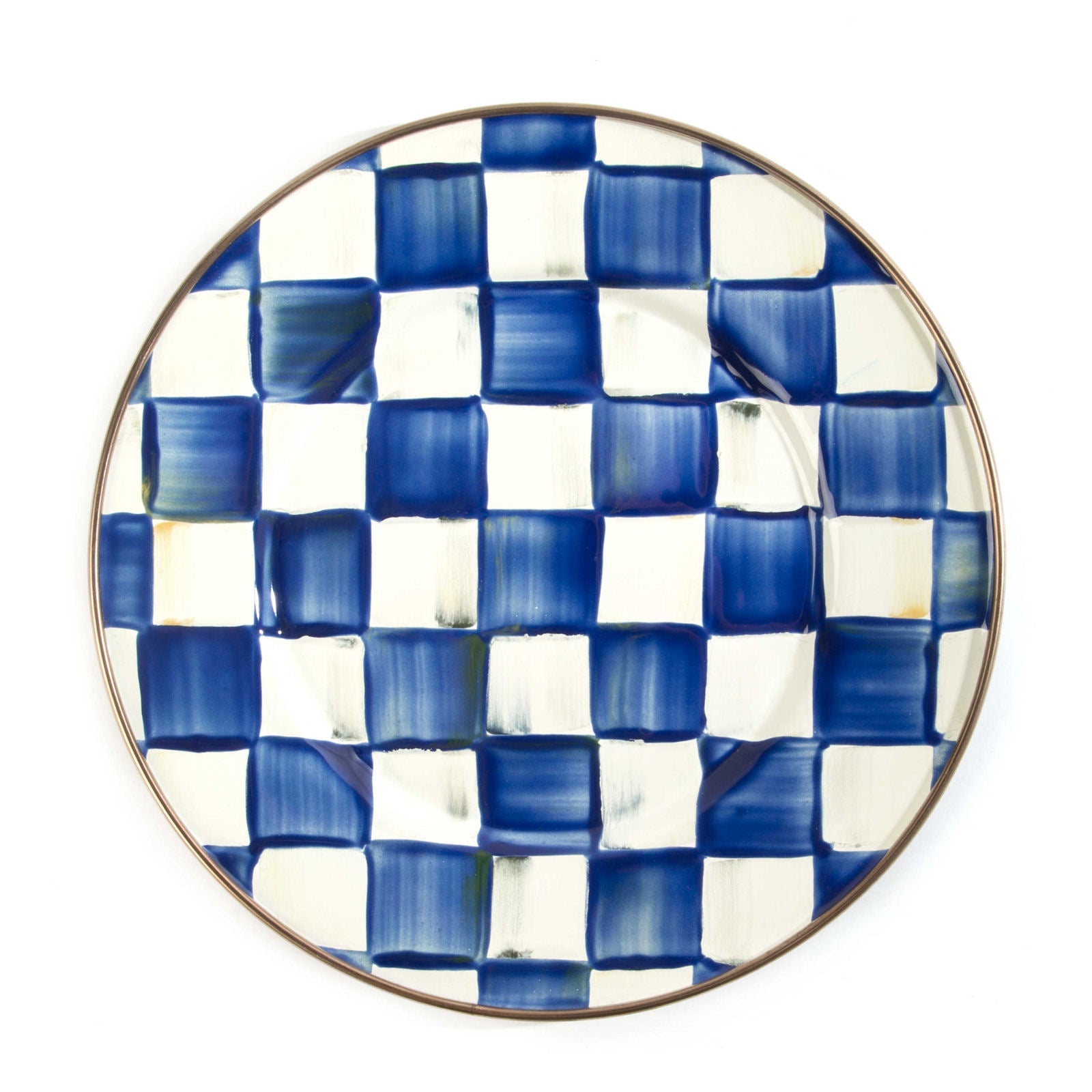 Royal Check Blue Enamel Salad-Dessert Plate - |VESIMI Design| Luxury and Rustic bathrooms online