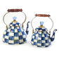 Royal Check Blue Enamel Tea Kettle by Mackenzie-Childs 2.84L - |VESIMI Design| Luxury and Rustic bathrooms online