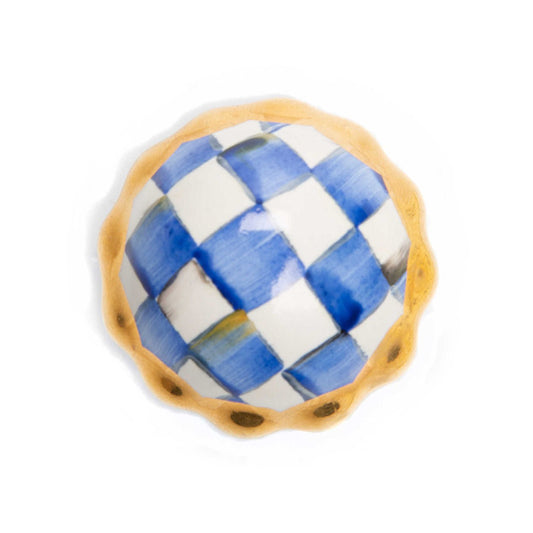 Royal Check Blue Petit Four Round Knob - |VESIMI Design|