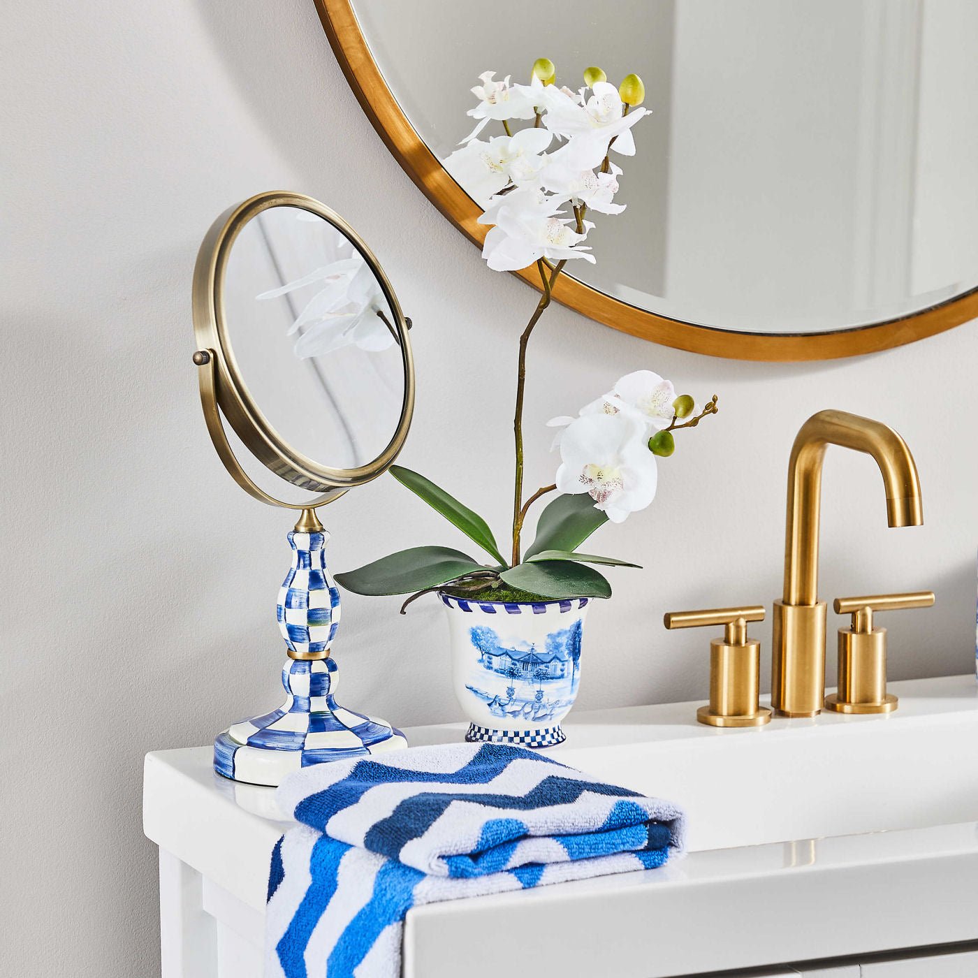 Vanity Check Royal Check Enamel Vanity Mirror by Mackenzie-Childs – |VESIMI Design|