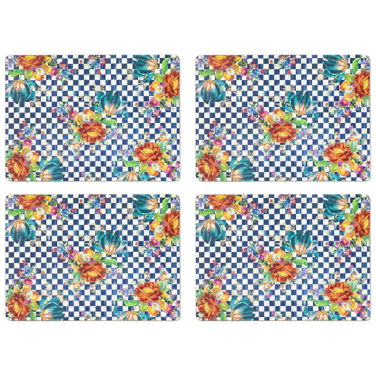 Royal Flower Market Cork Back Placemats - Set of 4 - |VESIMI Design|