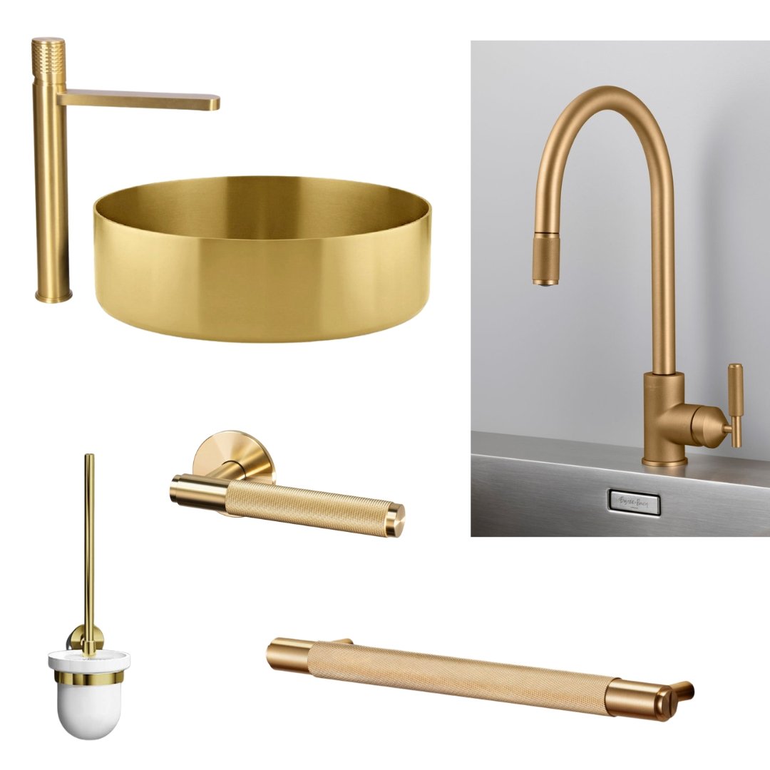 Satin Gold Opera Luxury WC Brush Holder - |VESIMI Design| Luxury and Rustic bathrooms online