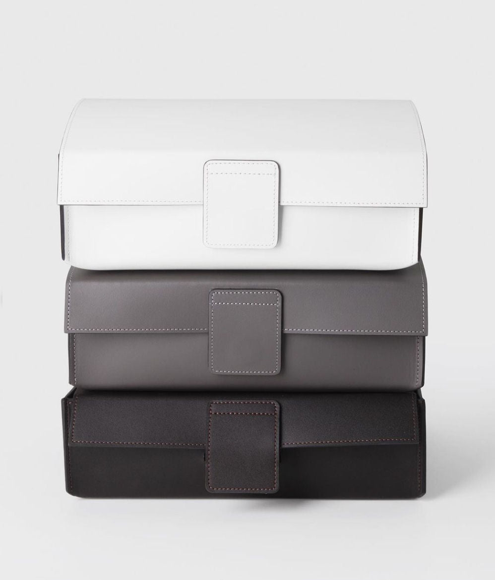 Smokey Grey Nappa Leather Multi-Purpuse Box by Decor Wather - |VESIMI Design|