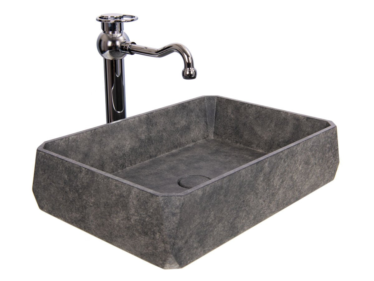 Sole Chrome Faucet with Grey Concrete Sink - |VESIMI Design| Luxury and Rustic bathrooms online