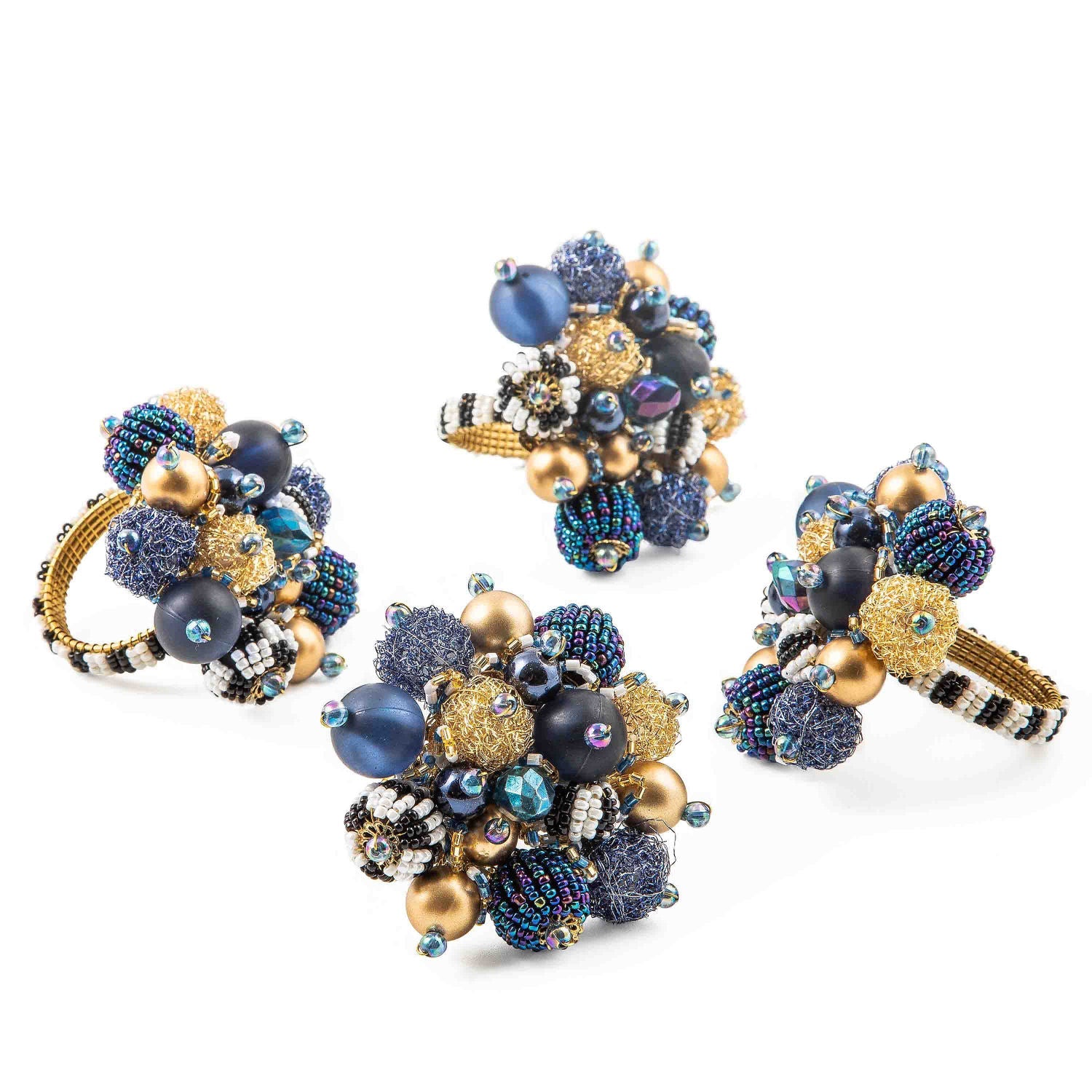 Starry Night Beaded Napkin Rings - Set of 4 - |VESIMI Design|