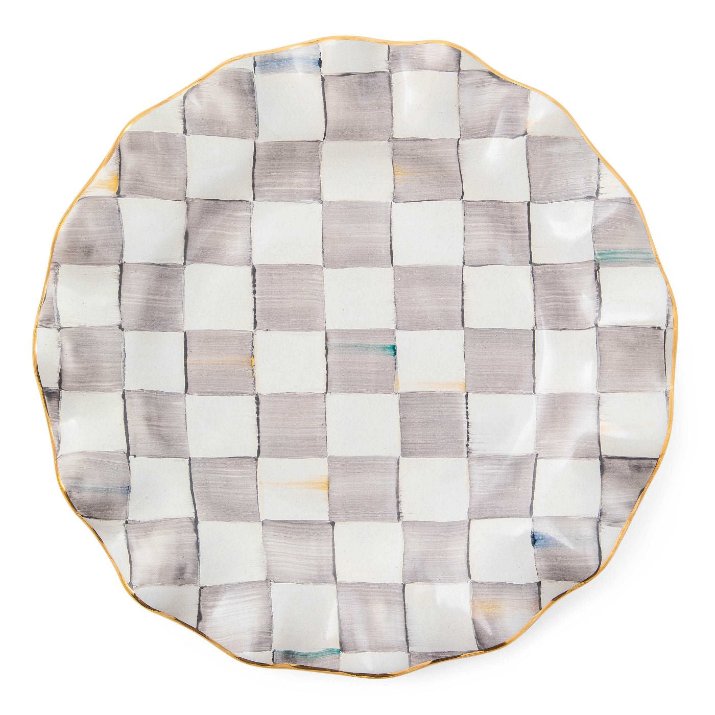 Sterling Check Ceramic Fluted Dinner Plate - |VESIMI Design|