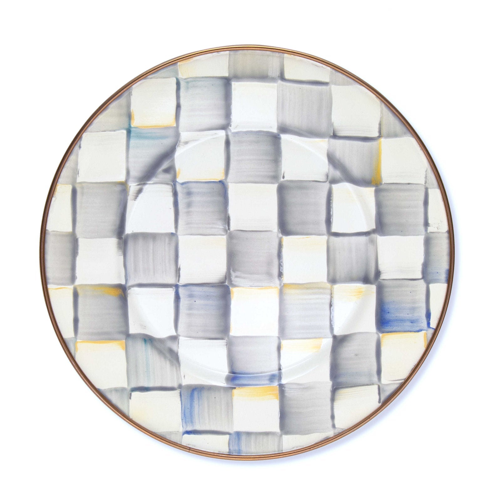 Sterling Check Enamel Dessert Plate by Mackenzie Childs - |VESIMI Design| Luxury and Rustic bathrooms online