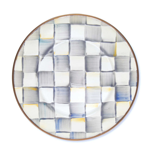 Sterling Check Enamel Dessert Plate by Mackenzie Childs - |VESIMI Design| Luxury and Rustic bathrooms online
