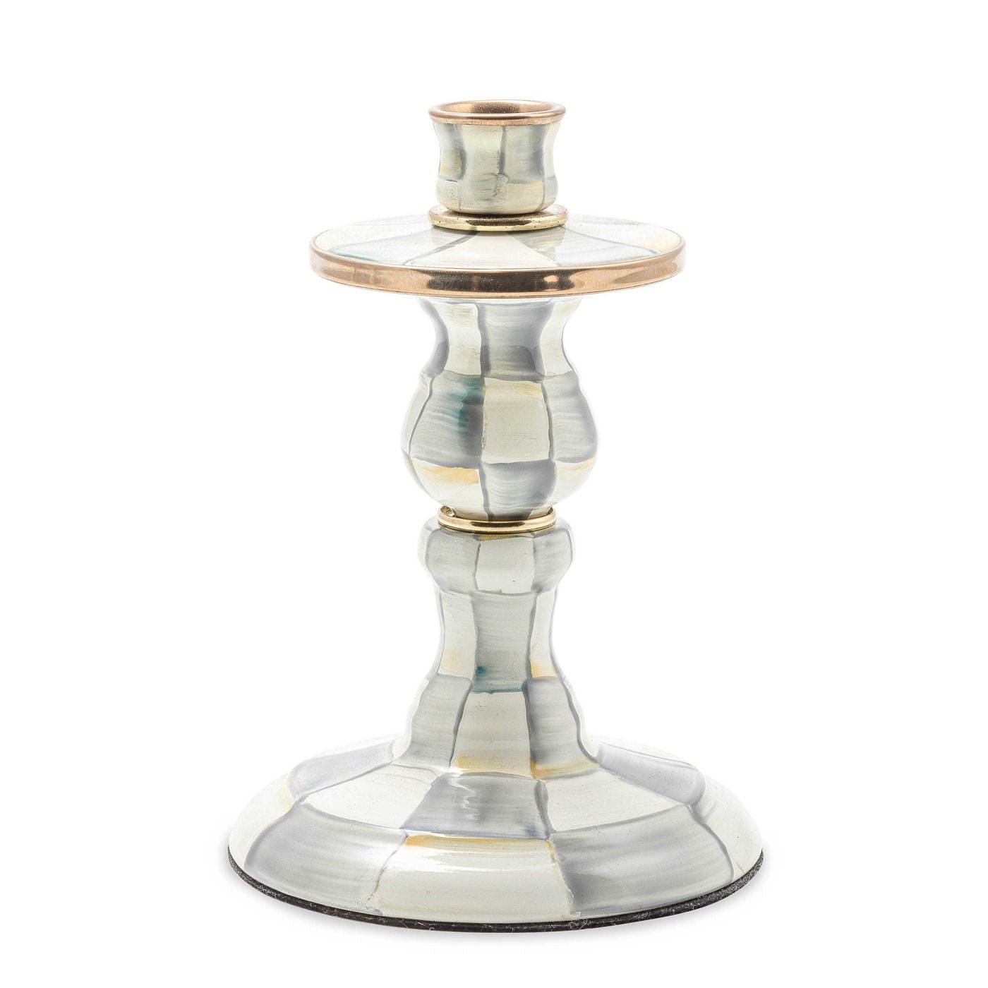 Sterling Check Small Enamel Candlestick, Mackenzie-Childs - |VESIMI Design|