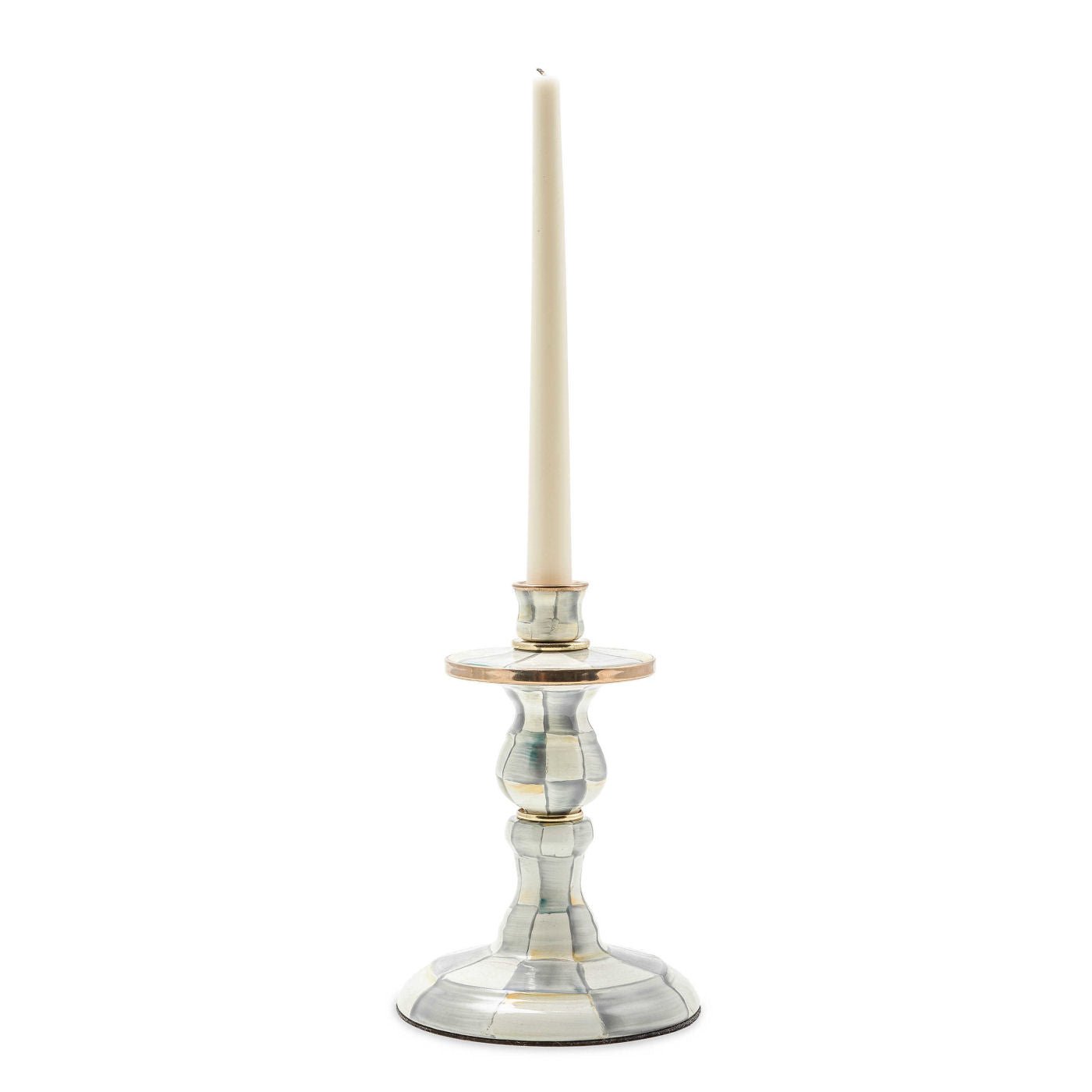 Sterling Check Small Enamel Candlestick, Mackenzie-Childs - |VESIMI Design|