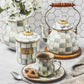 STERLING Grey Tones Enamel Tea Kettle by Mackenzie Childs 1,89L - |VESIMI Design| Luxury and Rustic bathrooms online
