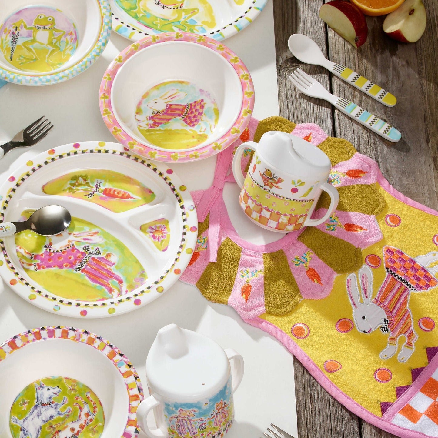 Toddler's Bunny Dinnerware Set by Mackenzie-Childs - |VESIMI Design| Luxury and Rustic bathrooms online