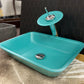 Turquoise Glass Sink Waterfall® Fancy Cyan - |VESIMI Design| Luxury and Rustic bathrooms online