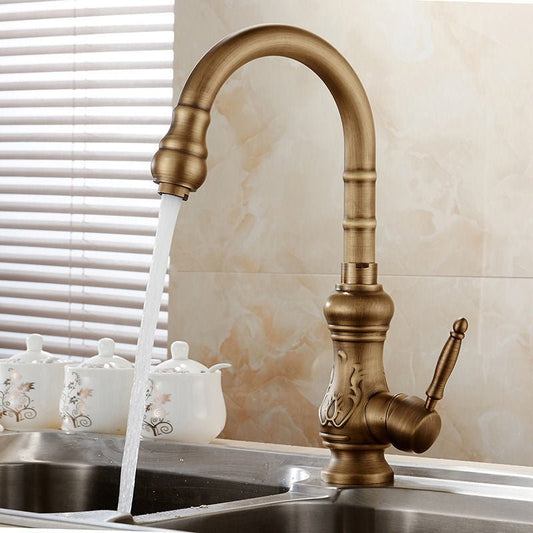 Unlacquered Antique Brass Design Kitchen Faucet - |VESIMI Design| Luxury and Rustic bathrooms online