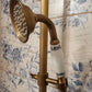 Unlacquered Rustic Antique Brass Telephone Style Shower - |VESIMI Design| Luxury and Rustic bathrooms online