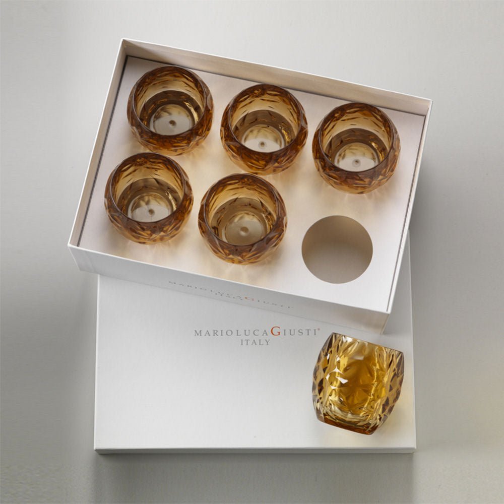 Venezia Amber Glasses by Mario Luca Giusti - Luxury Box of 6pcs - |VESIMI Design|