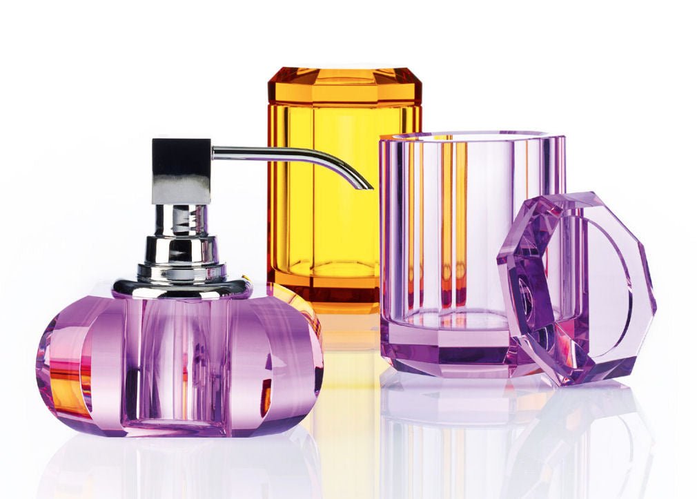 Violet Rectangular Crystal Glass Comb Tray Holder - |VESIMI Design| Luxury Bathrooms & Deco