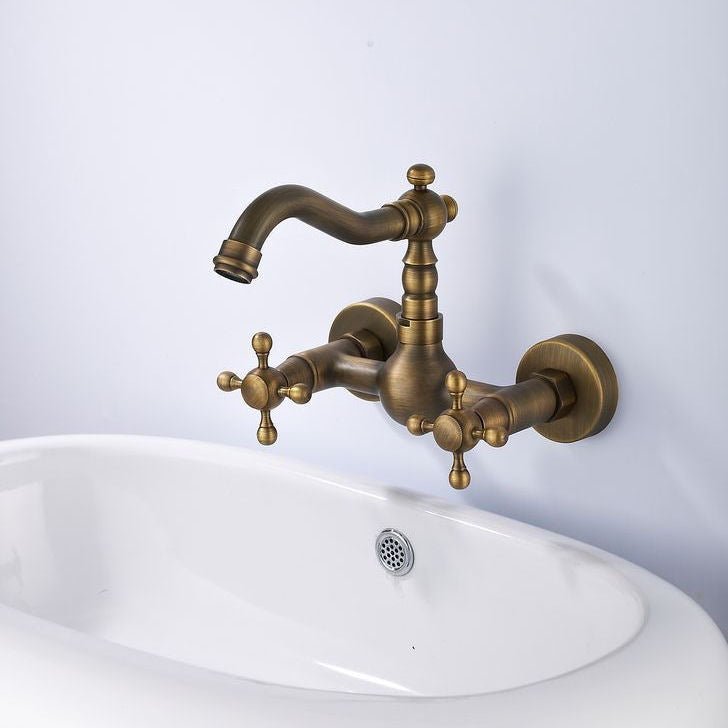 Wall mounted Rustic Provence Antique Brass Faucet - |VESIMI Design| Luxury and Rustic bathrooms online