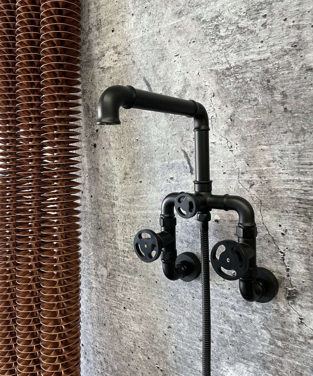 Water Pipes Design Industrial Black Matte Finish Bathtub Faucet - |VESIMI Design| Luxury and Rustic bathrooms online