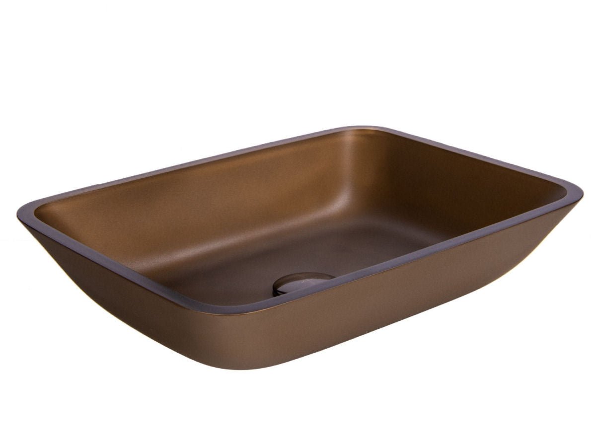 Waterfall® Allure Sand Brown Chocolate Glass Sink - |VESIMI Design| Luxury and Rustic bathrooms online