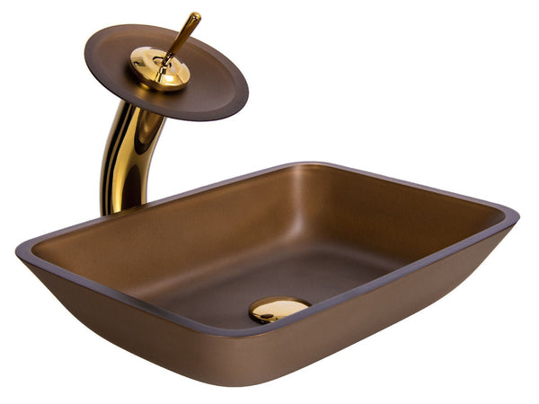 Waterfall® Faucet with Allure Sand Brown Sink - Combo - |VESIMI Design| Luxury Bathrooms & Deco