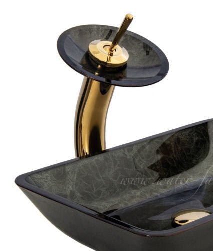 Waterfall® Glass Faucet Gold - |VESIMI Design| Luxury and Rustic bathrooms online
