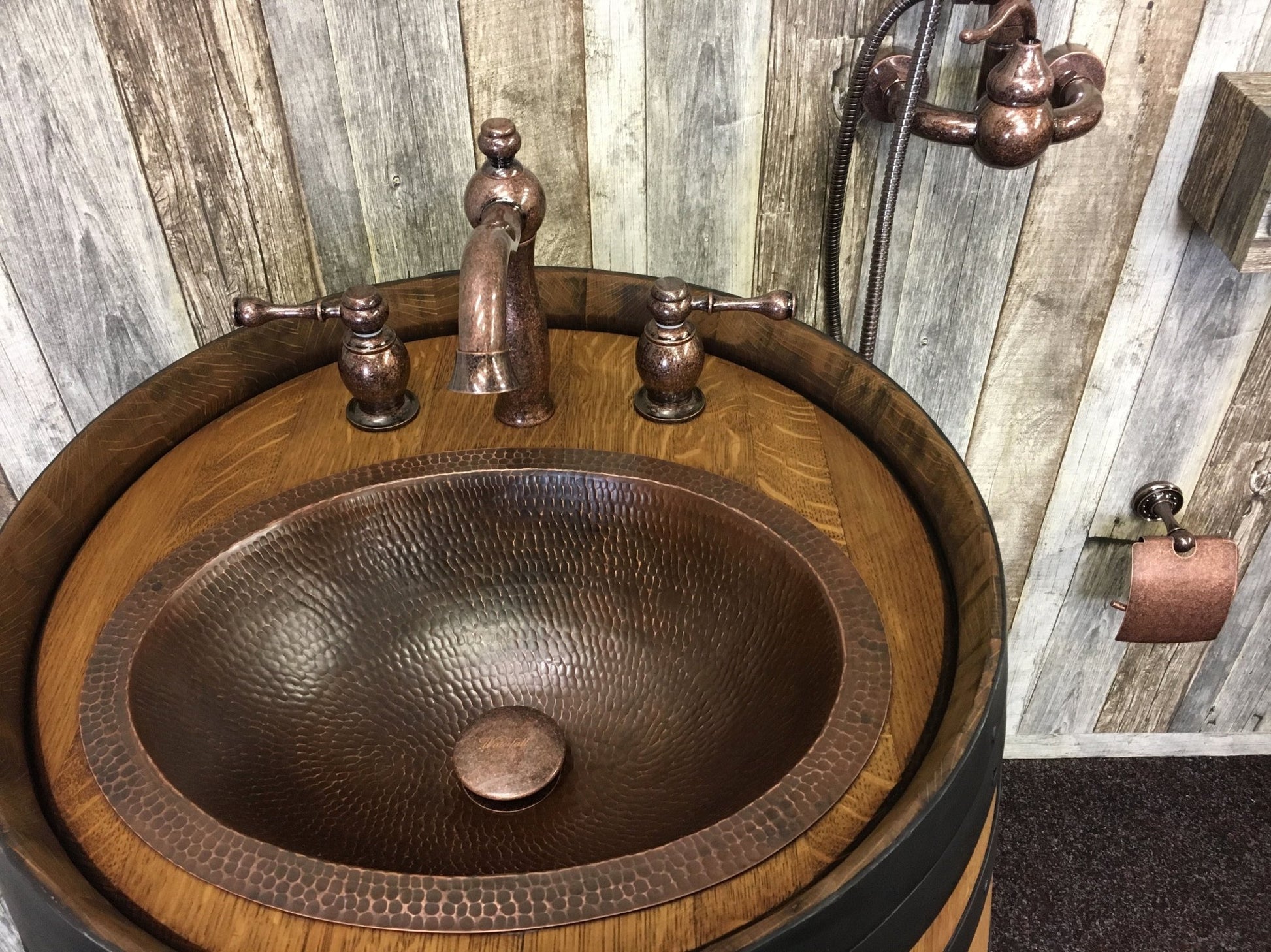 Widespread Antique Copper Basin Faucet - |VESIMI Design| Luxury and Rustic bathrooms online