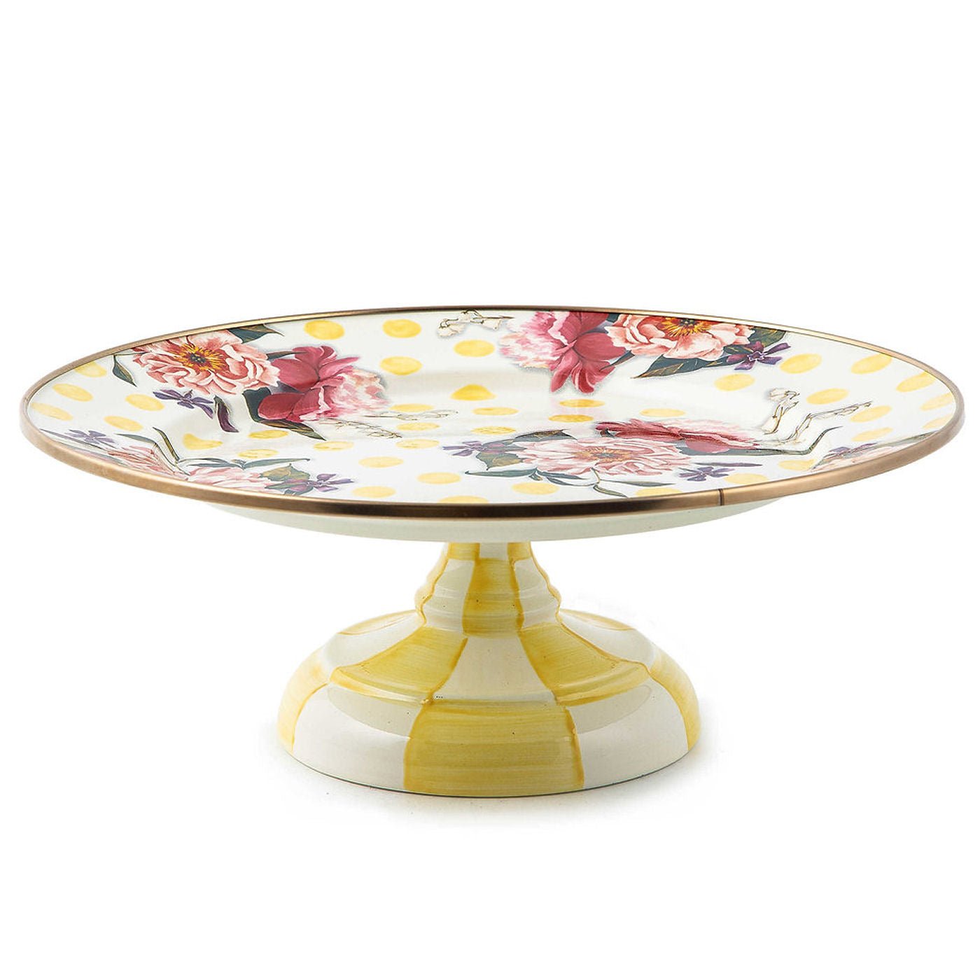 Wildflowers enamel small pedestal platter - yellow - |VESIMI Design|